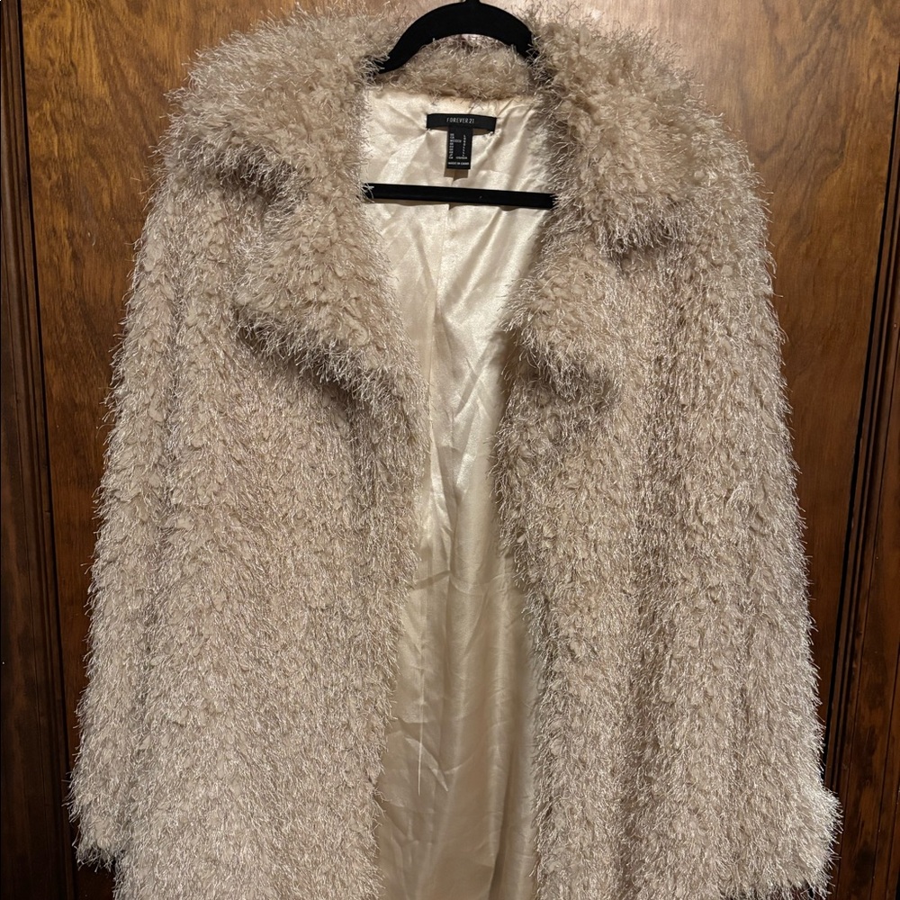Forever 21 Cream Teddy Jacket